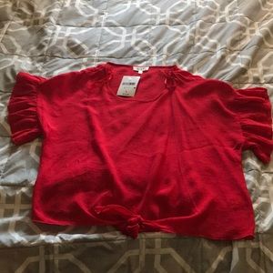 Red tied Crop top.